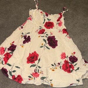 Old Navy Mini Dress - Cream with Red and Pink Floral